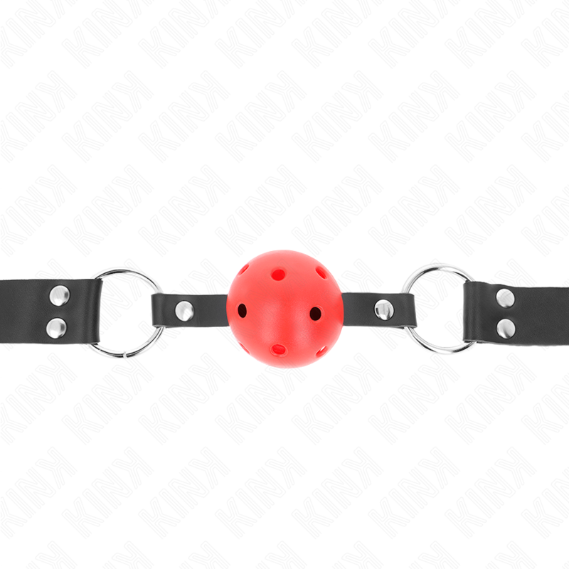 KINK - MORDAÇA DE BOLA 4 CM TRANSPIRÁVEL COM DUPLO REBITE VERMELHA 62 X 2.5 CM AJUSTÁVEL 42-58 CM