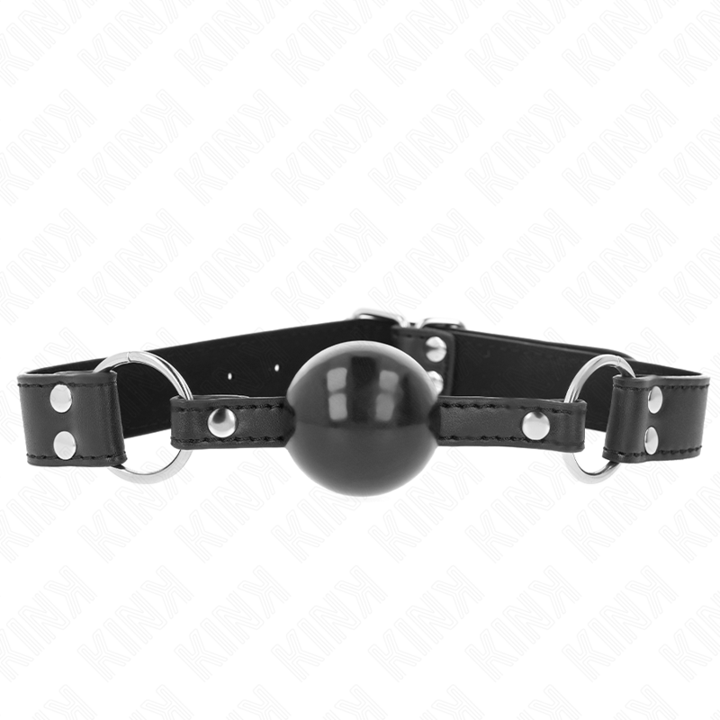 KINK - MORDAÇA DE BOLA 4 CM MACIA E SÓLIDA COM CORREIA EM POLIPELE 62 X 2.5 CM AJUSTÁVEL 42-58 CM
