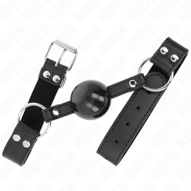 KINK - MORDAÇA DE BOLA 4 CM MACIA E SÓLIDA COM CORREIA EM POLIPELE 62 X 2.5 CM AJUSTÁVEL 42-58 CM