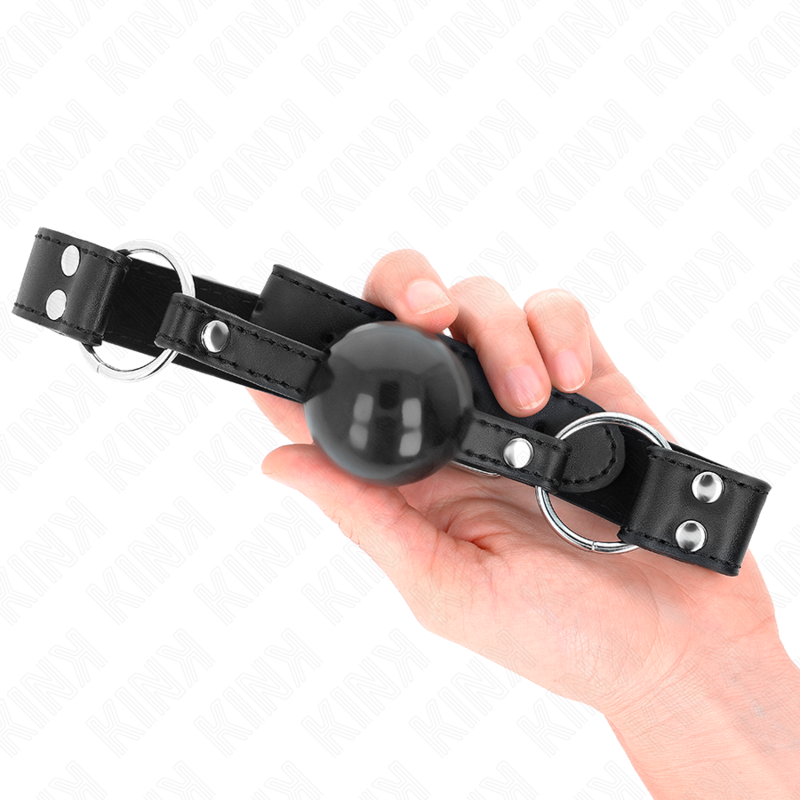 KINK - MORDAÇA DE BOLA 4 CM MACIA E SÓLIDA COM CORREIA EM POLIPELE 62 X 2.5 CM AJUSTÁVEL 42-58 CM