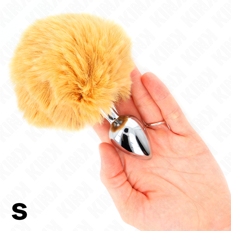 KINK - PLUG EM AÇO INOXIDÁVEL 7 X 3 CM COM CAUDA DE COELHO EM PELE SINTÉTICA 8 CM BEGE