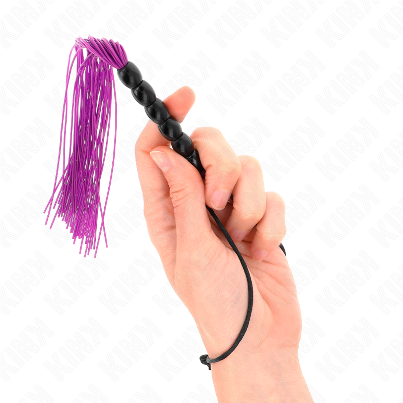 KINK - MINI CHICOTE EM SILICONE COM PEGA 6 BOLAS ROXO 26 CM