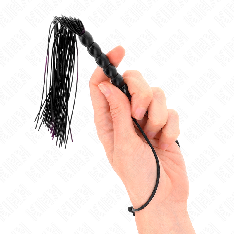 KINK - MINI CHICOTE EM SILICONE COM PEGA 6 BOLAS PRETO 26 CM