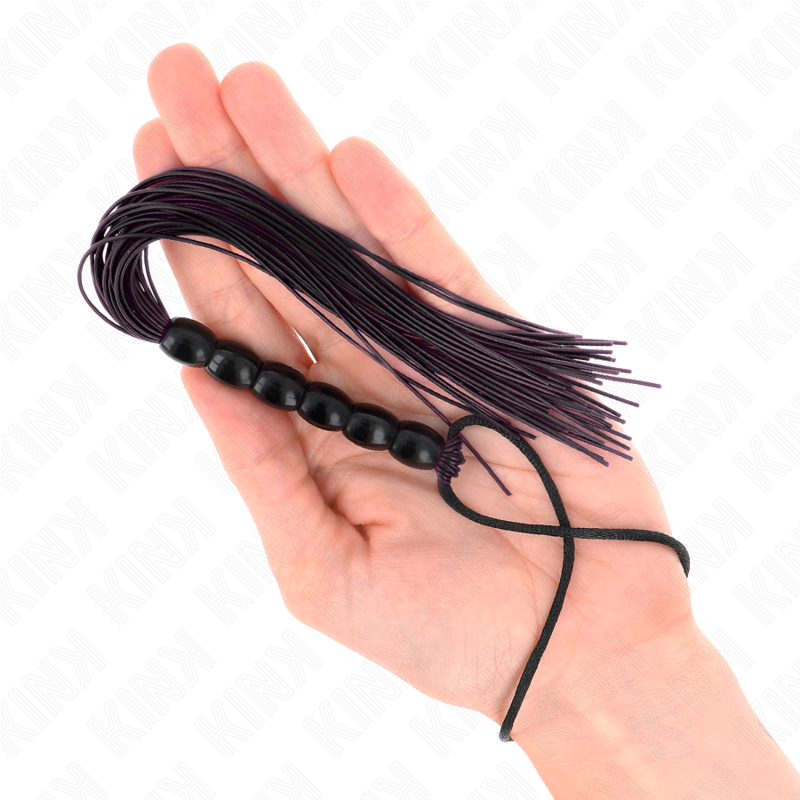 KINK - MINI CHICOTE EM SILICONE COM PEGA 6 BOLAS PRETO 26 CM