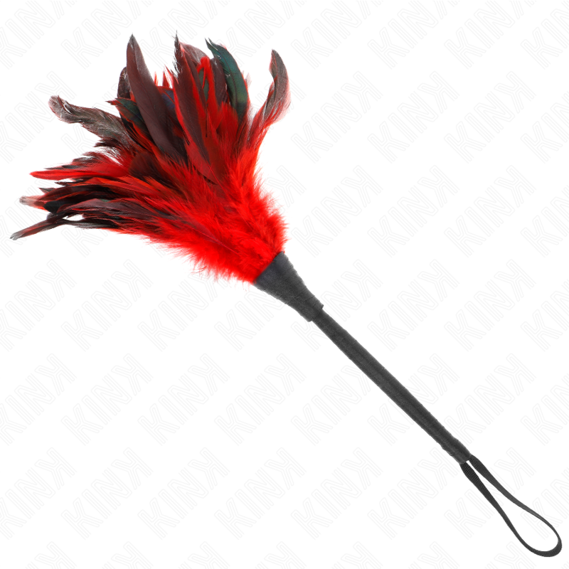 KINK - PLUMAS GALINHA PARA COSQUINHAS FORMA CORNO DE CRIADA VERMELHO 36 CM