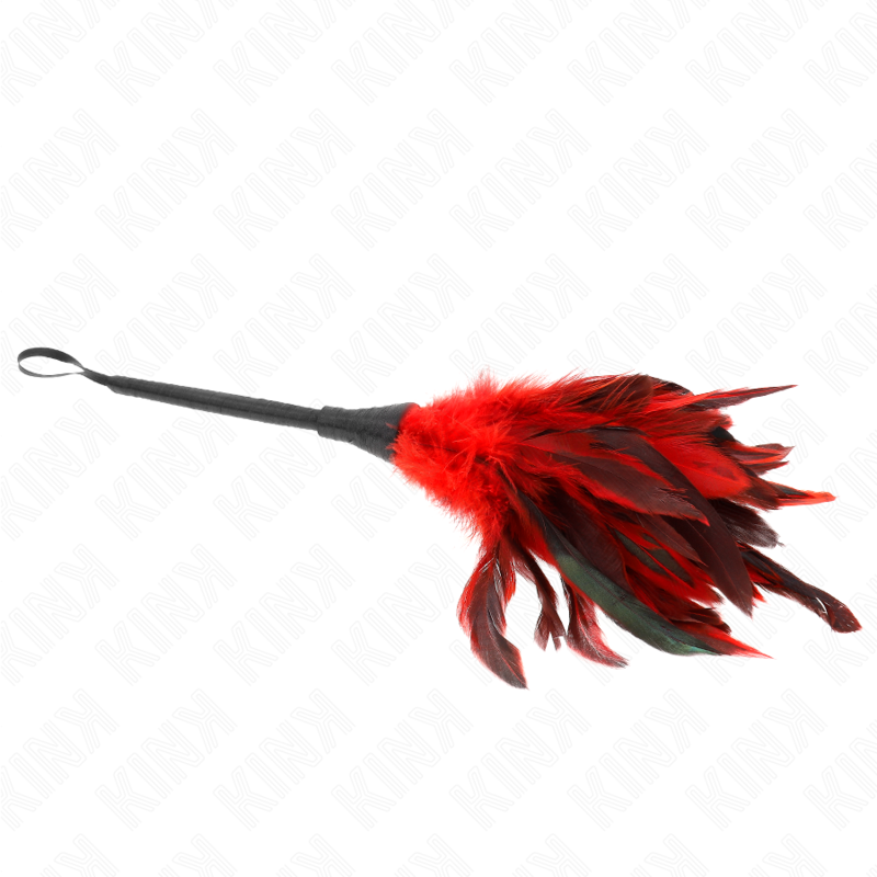 KINK - PLUMAS GALINHA PARA COSQUINHAS FORMA CORNO DE CRIADA VERMELHO 36 CM