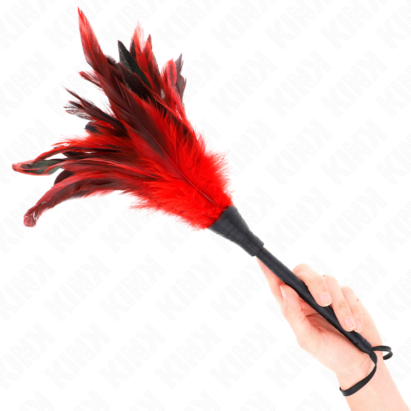 KINK - PLUMAS GALINHA PARA COSQUINHAS FORMA CORNO DE CRIADA VERMELHO 36 CM