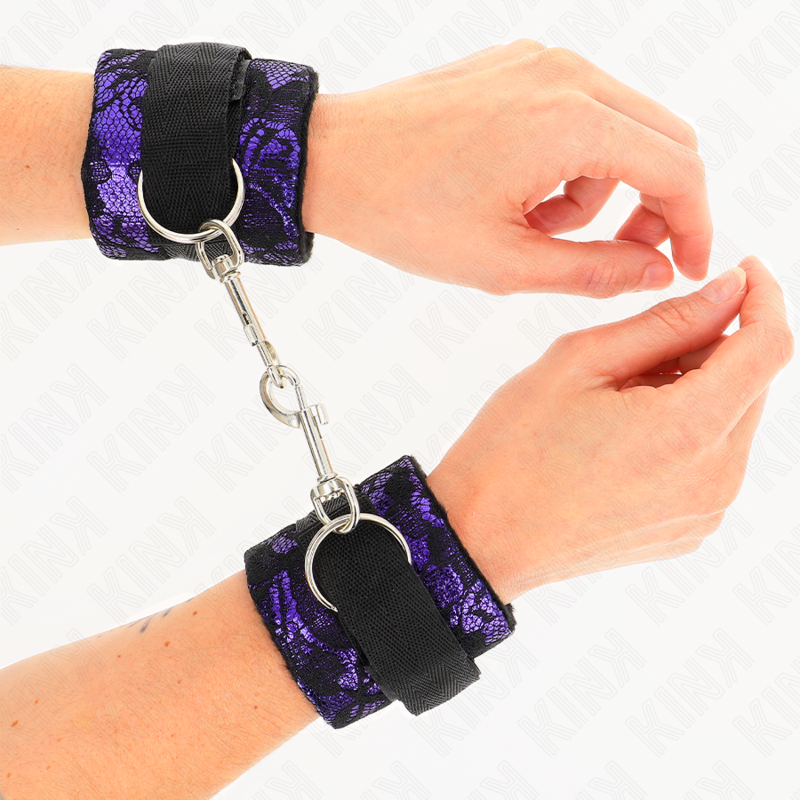 KINK - ALGEMAS CURTAS DE RENDA DE VELUDO COM UNIFICAÇÃO EM NYLON VIOLETA/PRETO 23 X 6.5 CM