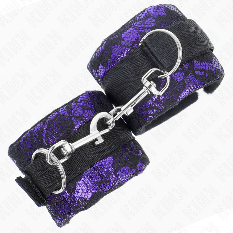 KINK - ALGEMAS CURTAS DE RENDA DE VELUDO COM UNIFICAÇÃO EM NYLON VIOLETA/PRETO 23 X 6.5 CM