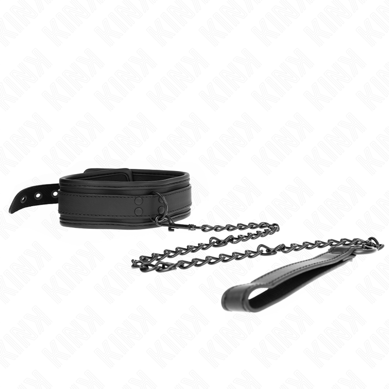 KINK - COLAR COM TRELA 78 CM BONDAGE EM NEOPRENO MODELO 1 AJUSTÁVEL 37.5 X 49.5 CM