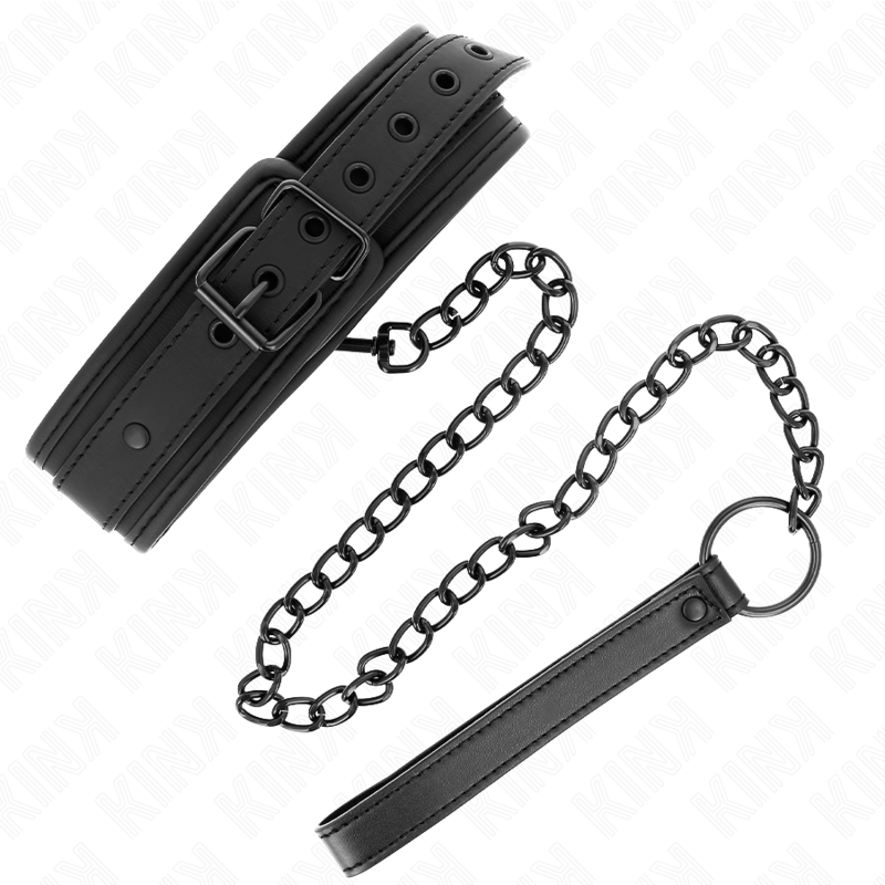 KINK - COLAR COM TRELA 78 CM BONDAGE EM NEOPRENO MODELO 1 AJUSTÁVEL 37.5 X 49.5 CM