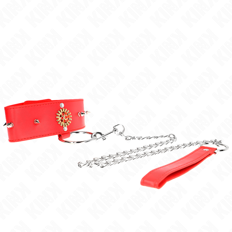 KINK - COLAR COM TRELA 65 CM COM BRILHANTES VERMELHO AJUSTÁVEL 35-51 CM X 7 CM
