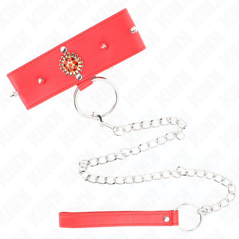 KINK - COLAR COM TRELA 65 CM COM BRILHANTES VERMELHO AJUSTÁVEL 35-51 CM X 7 CM