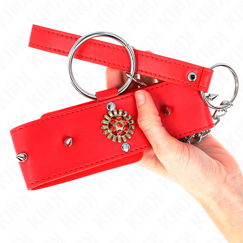 KINK - COLAR COM TRELA 65 CM COM BRILHANTES VERMELHO AJUSTÁVEL 35-51 CM X 7 CM