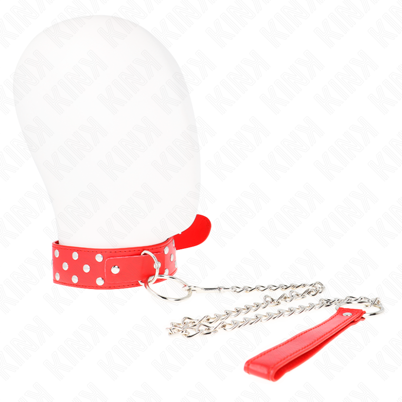 KINK - COLAR COM TRELA 65 CM COM REBITE E ARGOLA VERMELHO AJUSTÁVEL 36-50 CM X 3.8 CM