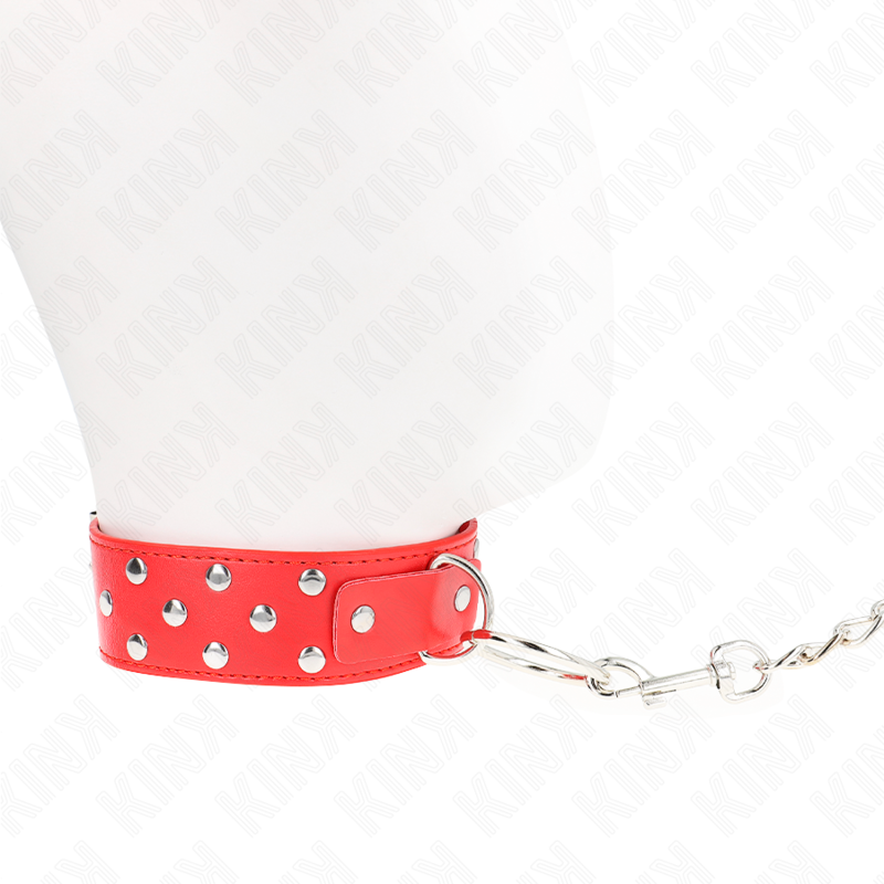 KINK - COLAR COM TRELA 65 CM COM REBITE E ARGOLA VERMELHO AJUSTÁVEL 36-50 CM X 3.8 CM