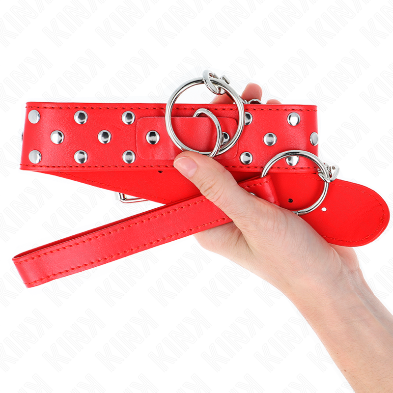 KINK - COLAR COM TRELA 65 CM COM REBITE E ARGOLA VERMELHO AJUSTÁVEL 36-50 CM X 3.8 CM