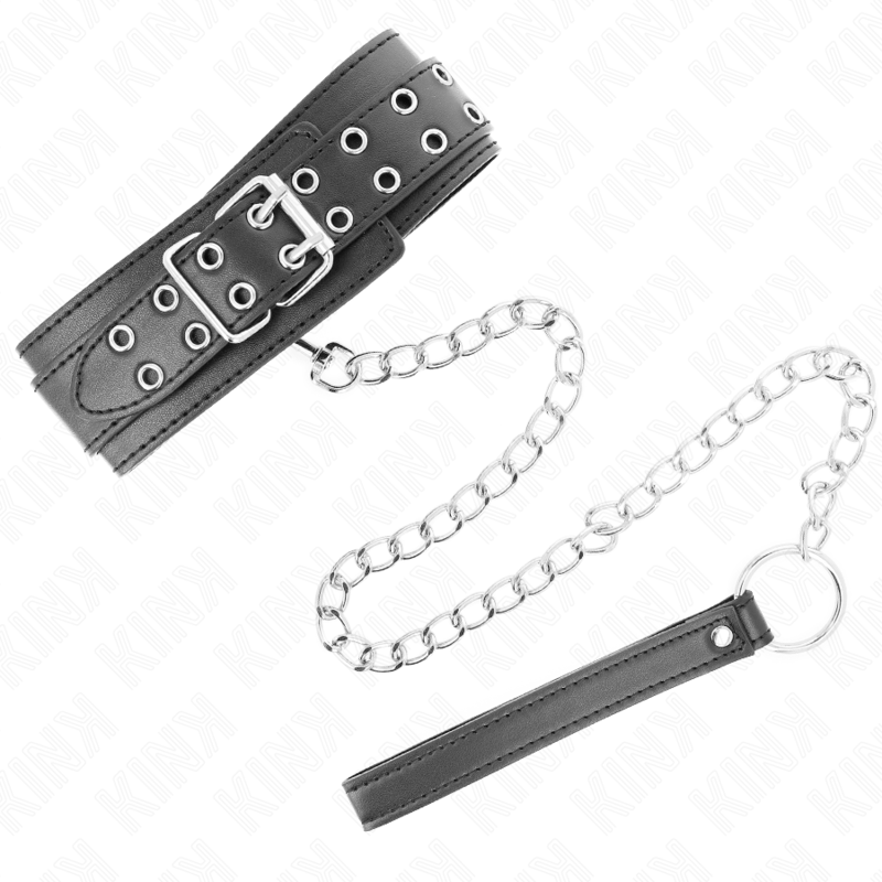KINK - COLAR COM TRELA 65 CM COM FIVELAS PRATEADAS AJUSTÁVEL 33-46 CM X 5.5 CM