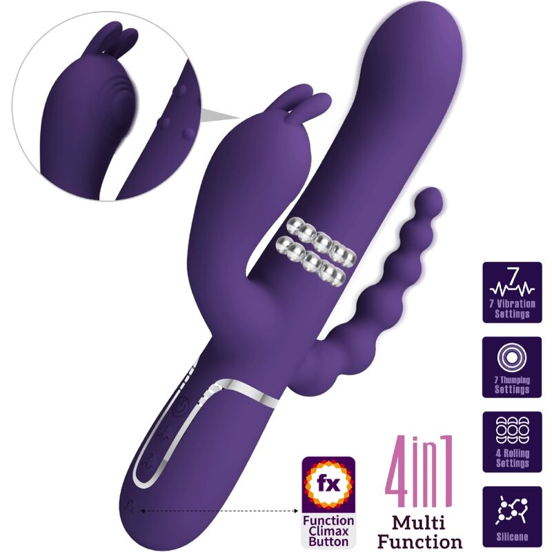 Pretty Love Cammy Triplo Vibrador Multifunción 4 en 1 Roxo