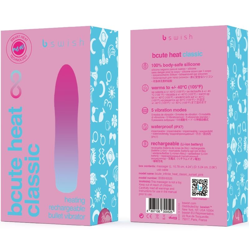 B SWISH - BCUTE INFINITE HEAT VIBRADOR CLÁSSICO COM AQUECIMENTO ROSA