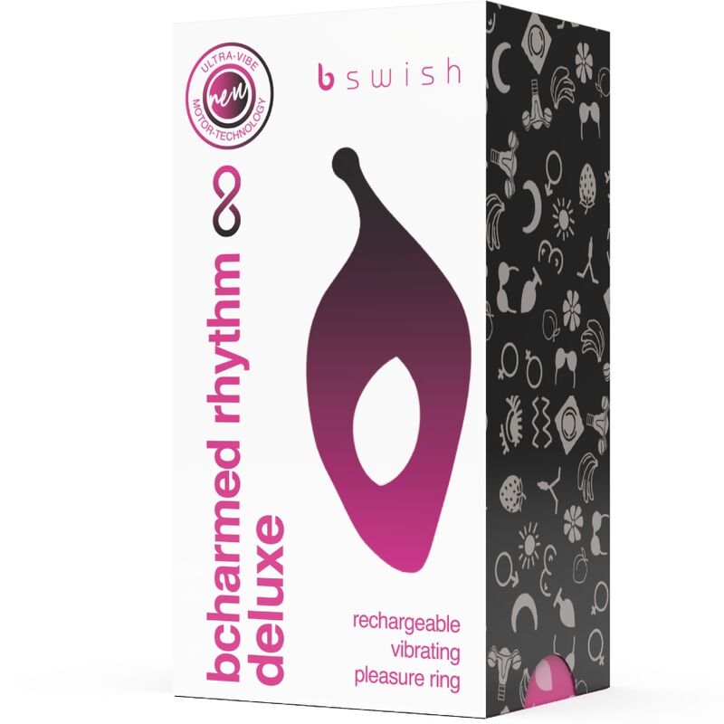 B SWISH - BCHARMED RHYTHM INFINITE DELUXE ANEL PENIANO 15 VIBRAÇÕES PRETO