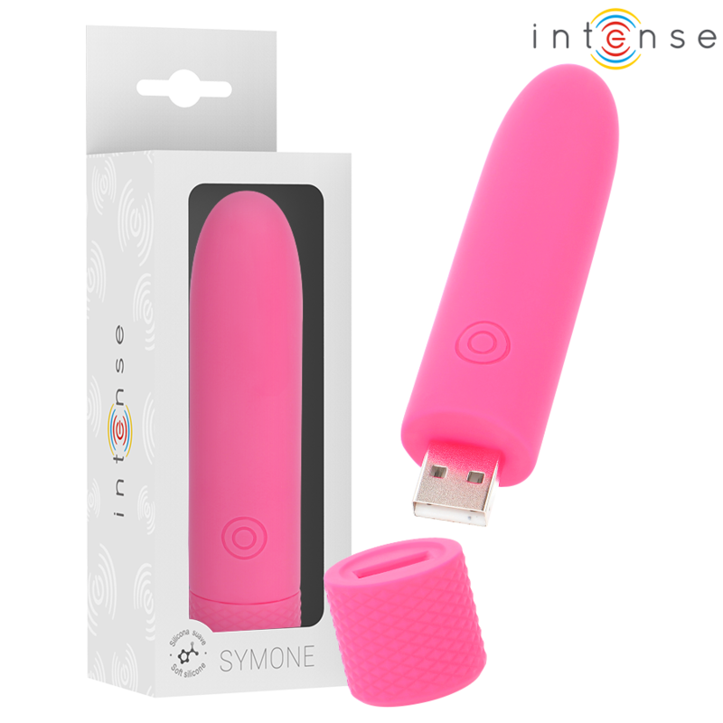 INTENSE - SYMONE BALA VIBRATÓRIA RECARREGÁVEL USB 8 VIBRAÇÕES ROSA 10X2.2CM