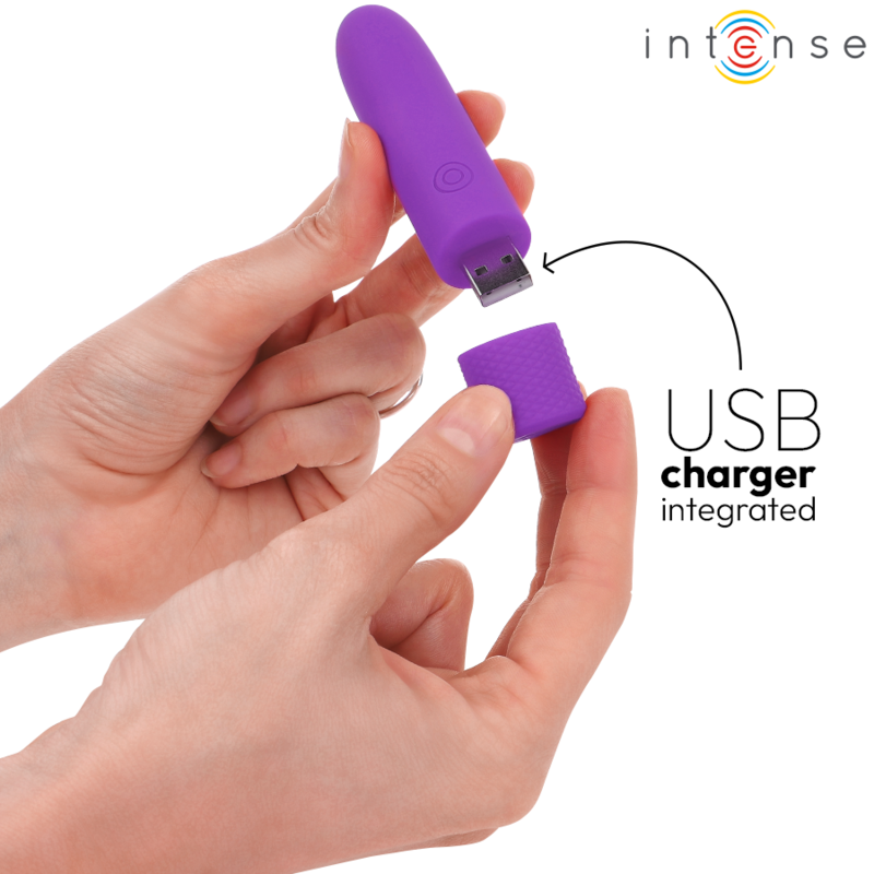 INTENSE - SYMONE BALA VIBRATÓRIA RECARREGÁVEL USB 8 VIBRAÇÕES ROXO 10X2.2CM