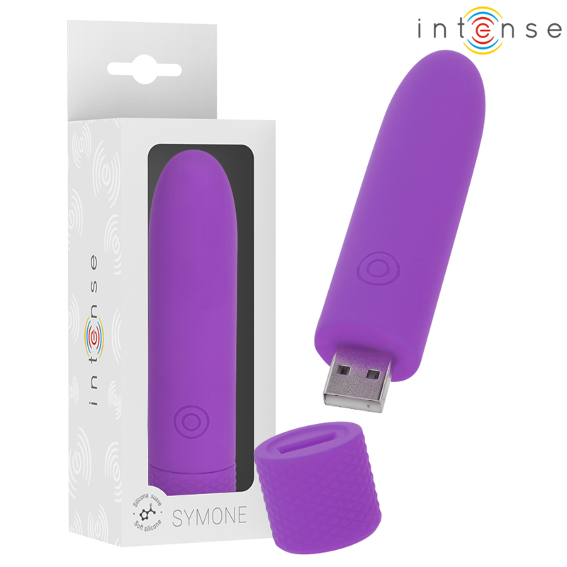 INTENSE - SYMONE BALA VIBRATÓRIA RECARREGÁVEL USB 8 VIBRAÇÕES ROXO 10X2.2CM