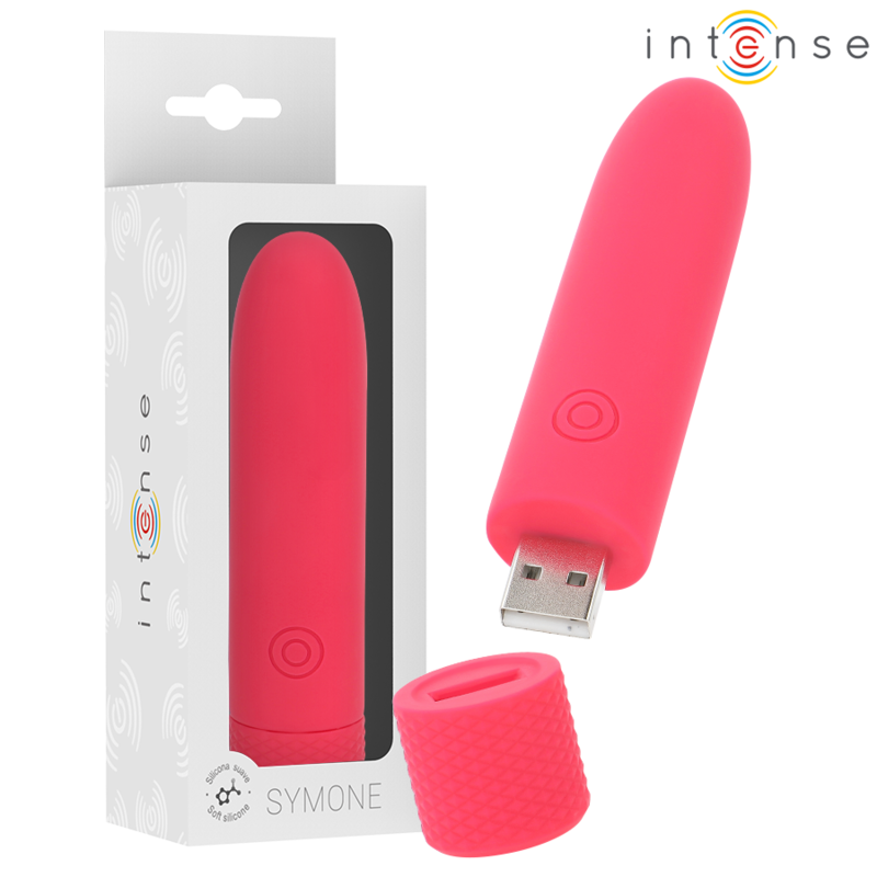 INTENSE - SYMONE BALA VIBRATÓRIA RECARREGÁVEL USB 8 VIBRAÇÕES VERMELHO 10X2.2CM