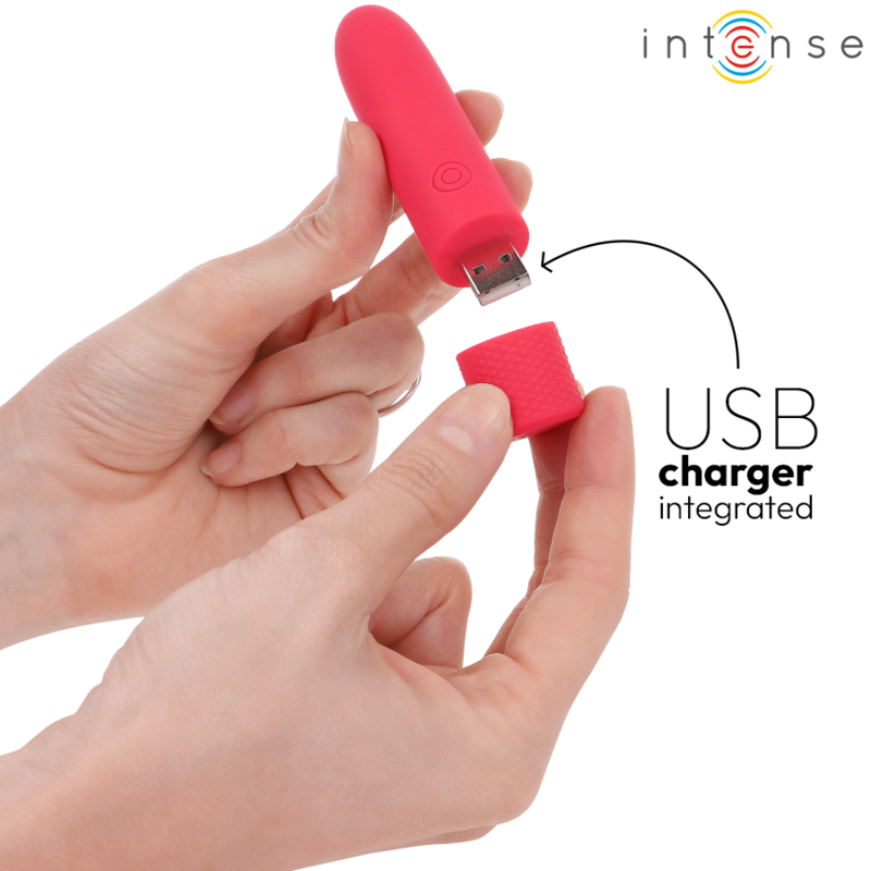 INTENSE - SYMONE BALA VIBRATÓRIA RECARREGÁVEL USB 8 VIBRAÇÕES VERMELHO 10X2.2CM