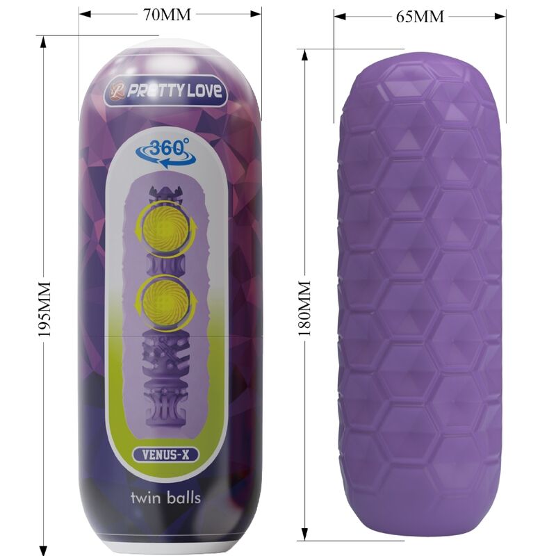 PRETTY LOVE - TWIN BALLS MASTURBADOR MASCULINO ROXO