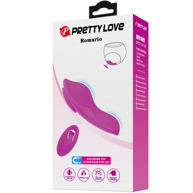 PRETTY LOVE - ROMARIO ESTIMULADOR LAY-ON CLITORIANO COM CONTROLO REMOTO ROSA