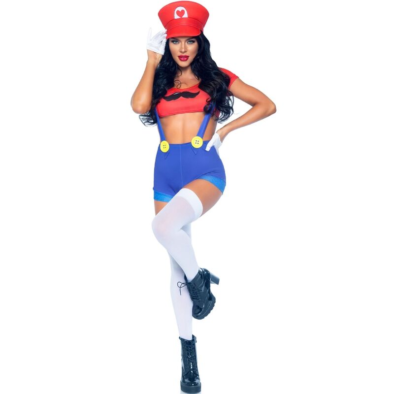 LEG AVENUE - FANTASIA SEXY MARIO BROS VERMELHO/AZUL S