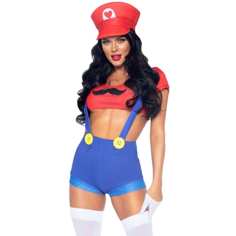 LEG AVENUE - FANTASIA SEXY MARIO BROS VERMELHO/AZUL S