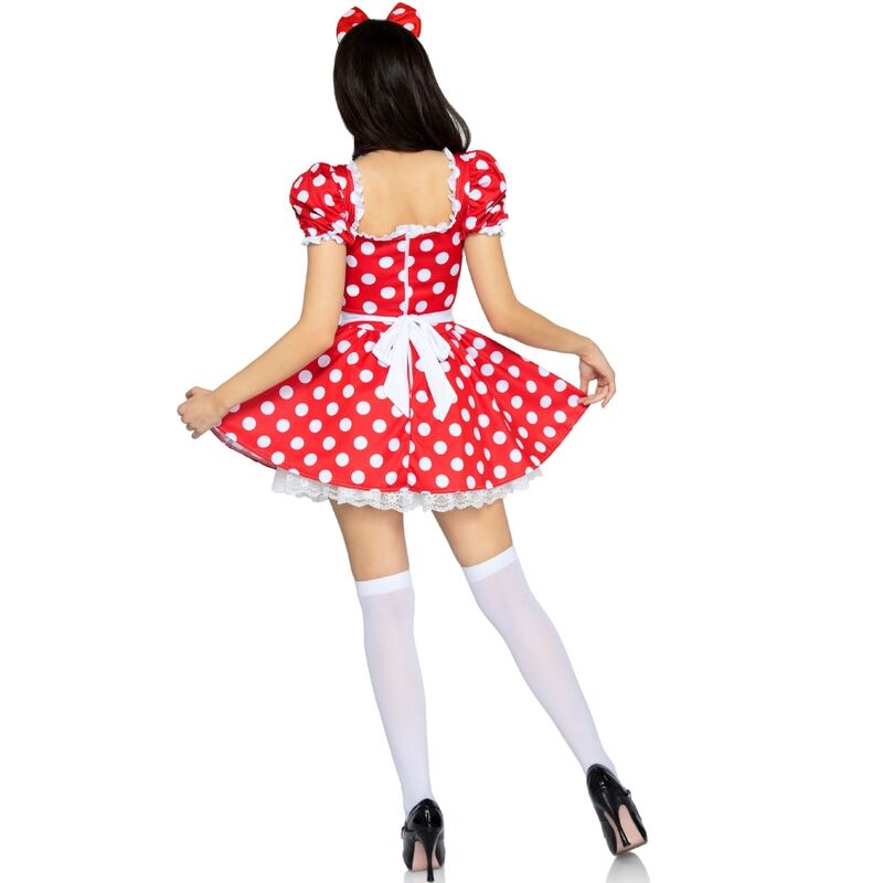 LEG AVENUE - VESTIDO DE BOLINHAS + TIARA VERMELHO/BRANCO S