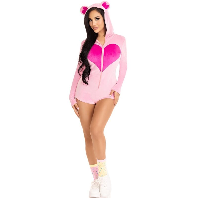 LEG AVENUE - BODY DE PELÚCIA ROSA COM ORELHAS DE URSO S
