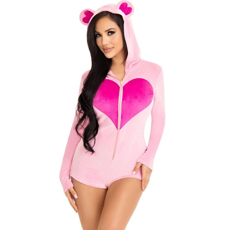 LEG AVENUE - BODY DE PELÚCIA ROSA COM ORELHAS DE URSO M