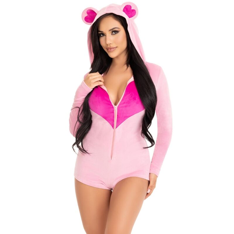 LEG AVENUE - BODY DE PELÚCIA ROSA COM ORELHAS DE URSO M