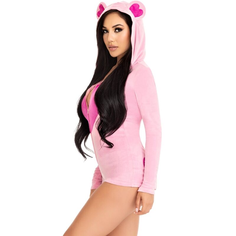 LEG AVENUE - PINK PLUSH BODYSUIT WITH BEAR EARS M