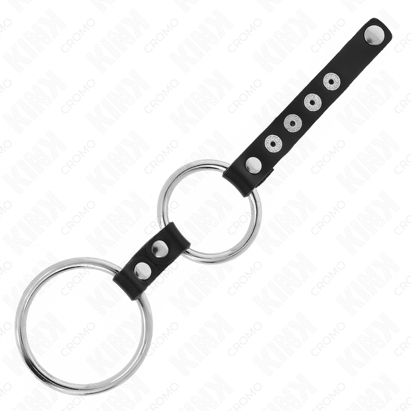 KINK - ANEL DUPLO EM METAL PARA PÊNIS 3,8 CM A 5 CM LIGADO POR COURO
