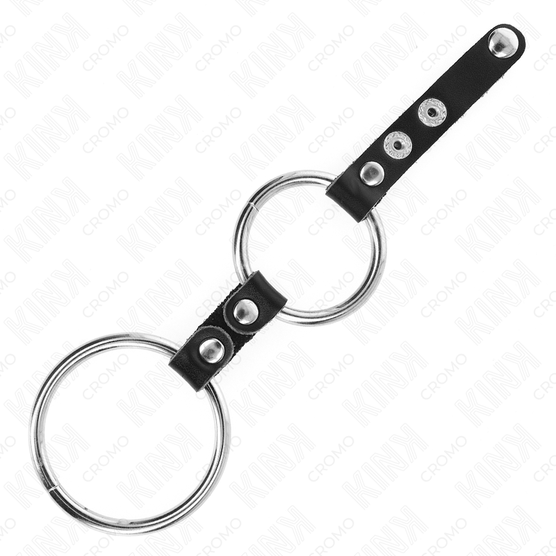 KINK - ANEL DUPLO PARA PÊNIS 3,8 CM A 5 CM LIGADO POR COURO