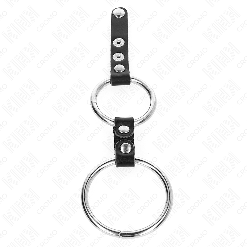KINK - ANEL DUPLO PARA PÊNIS 3,8 CM A 5 CM LIGADO POR COURO