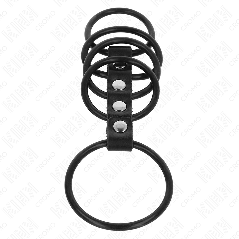 KINK - 5 ANÉIS EM SILICONE PARA PÊNIS 3,8 CM A 4,8 CM LIGADOS POR COURO