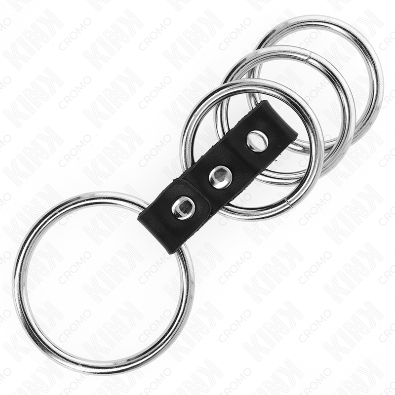 4 ANÉIS PENIANOS EM METAL DE 3,7 CM A 5 CM CONECTADOS POR COURO - Sex Shop Sexy