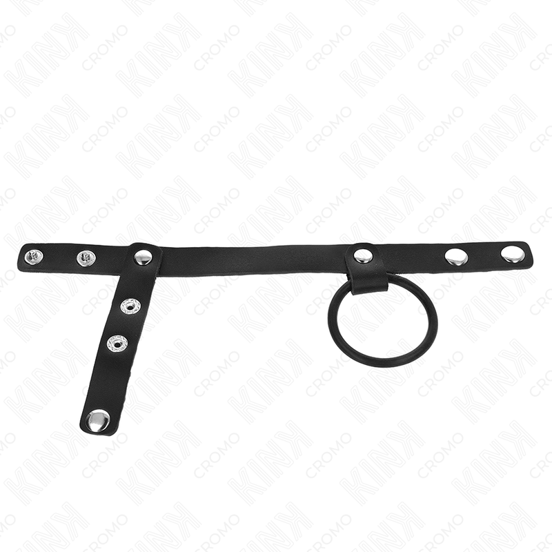 ANEL EM SILICONE 3,8 CM COM DIVISOR DE TESTÍCULOS EM COURO 22 X 1,5 CM