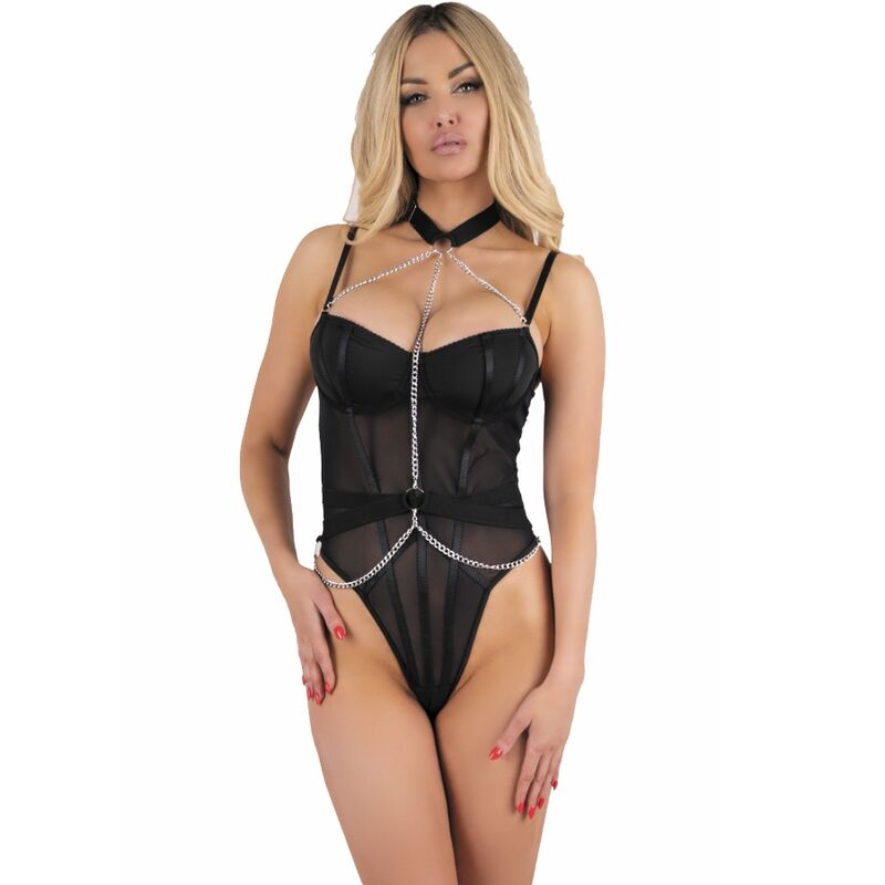 LIVCO CORSETTI FASHION - RUBIKA LC XG079 BODYSUIT WITH BLACK NECKLACE S