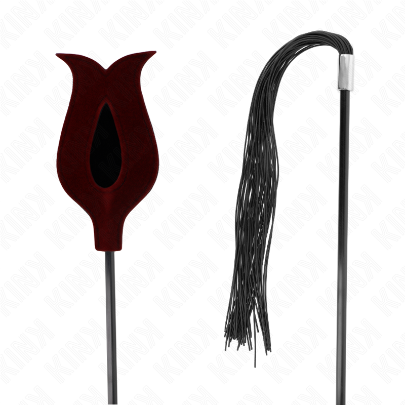 KINK - CHICOTE EM SILICONE COM BORLA EM FORMA DE ROSA 45 CM