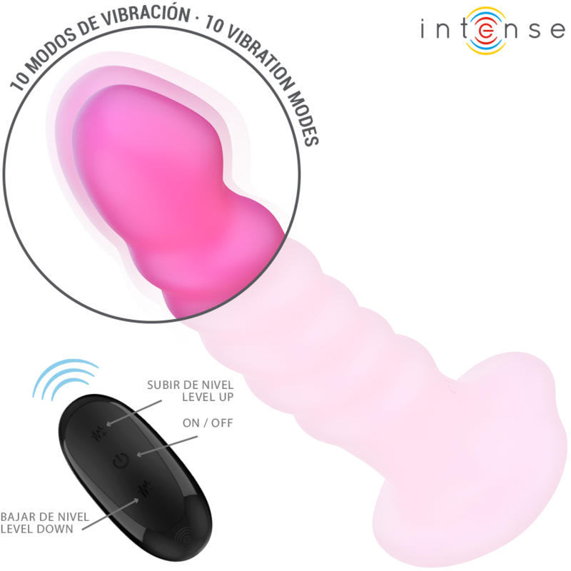 INTENSE - CINDY VIBRADOR TAMANHO L DESIGN EM ESPIRAL 10 VIBRAÇÕES ROSA COM CONTROLO REMOTO