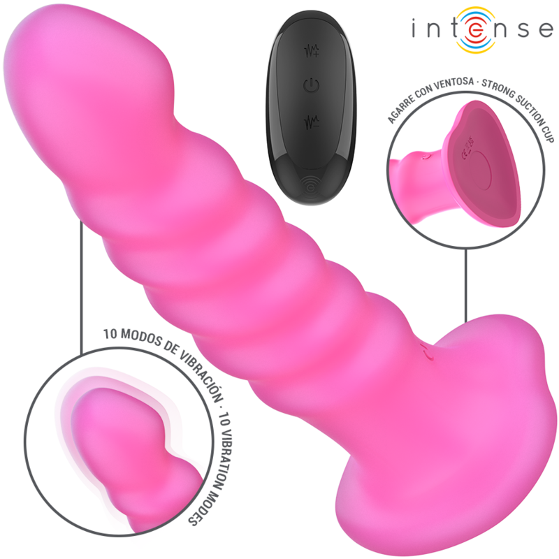 INTENSE - CINDY VIBRADOR TAMANHO L DESIGN EM ESPIRAL 10 VIBRAÇÕES ROSA COM CONTROLO REMOTO