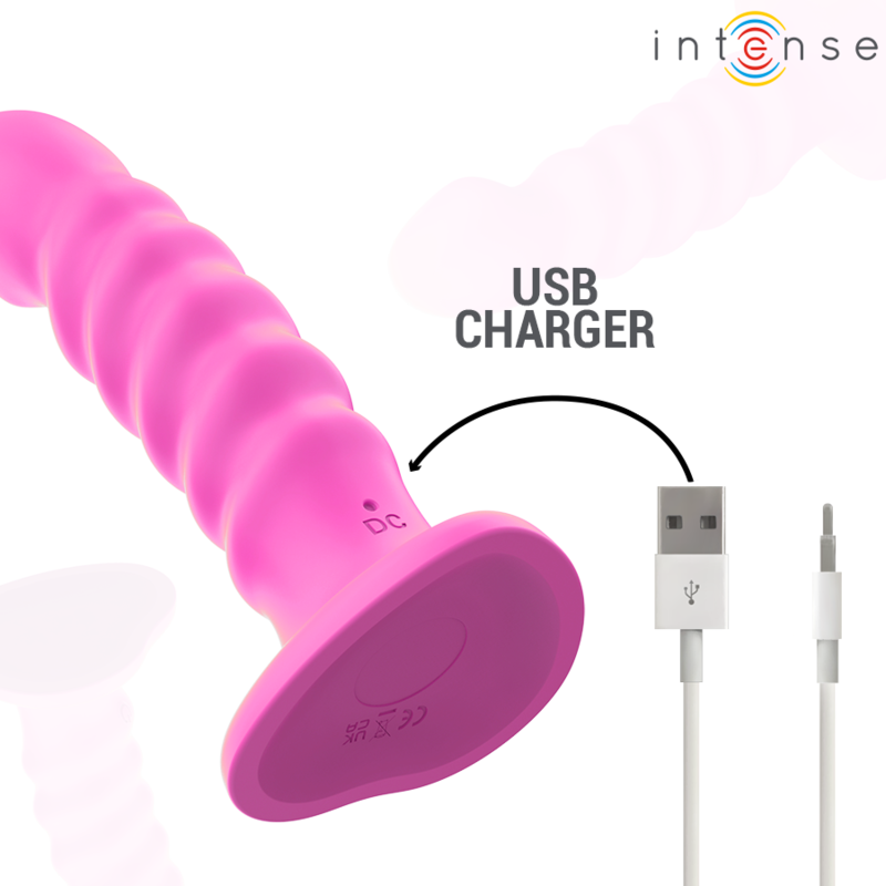 INTENSE - CINDY VIBRADOR TAMANHO L DESIGN EM ESPIRAL 10 VIBRAÇÕES ROSA COM CONTROLO REMOTO